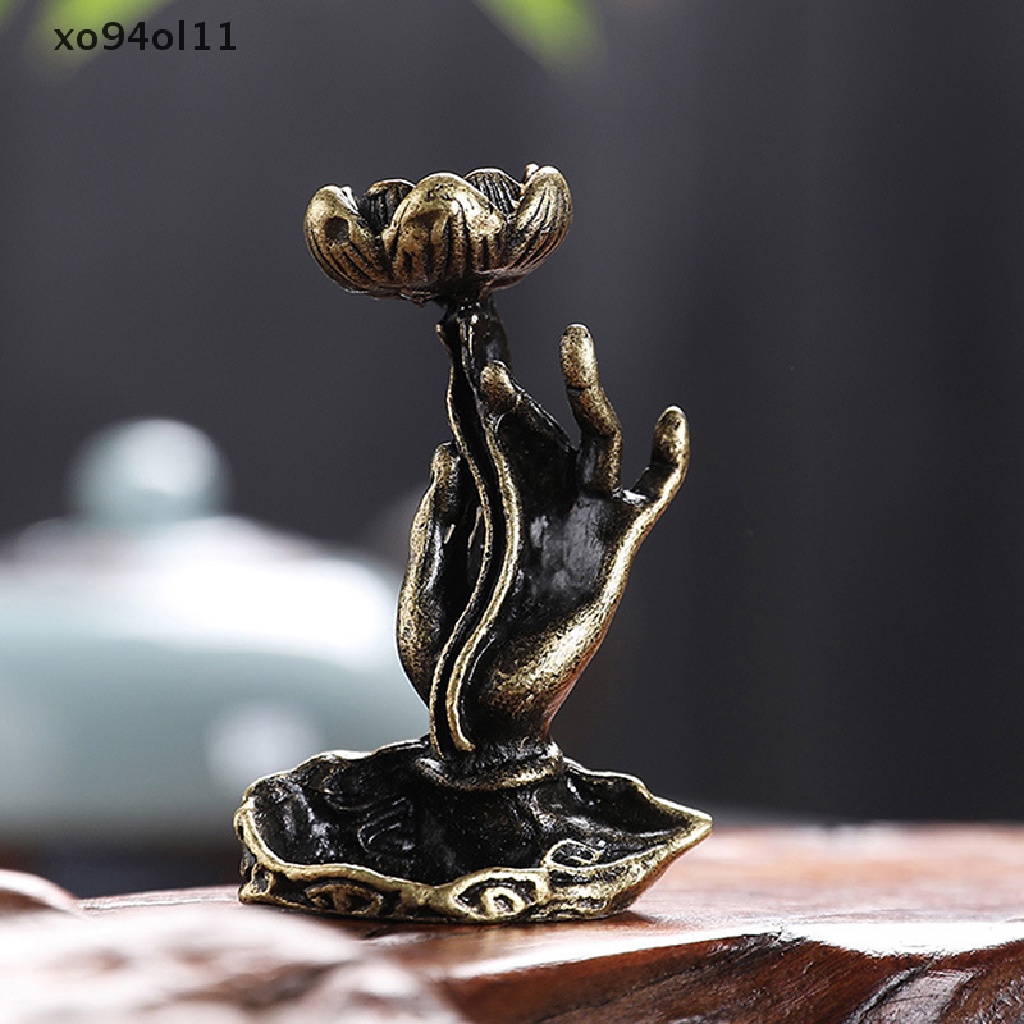 Xo Dupa backflow Tembaga Murni Buddha Tangan lotus Kuningan incense frame Dupa Zen OL