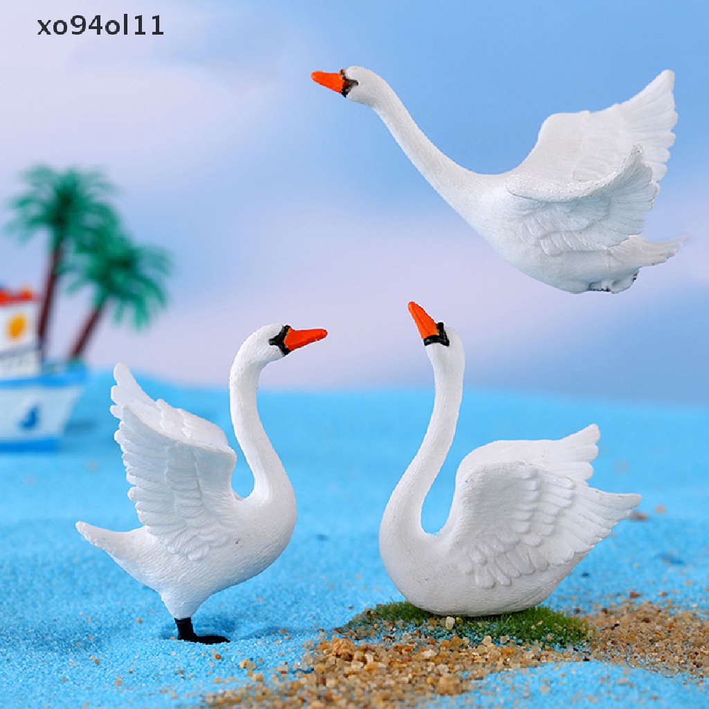 Xo 4Pcs/set Ornamen Dekorasi Lanskap Mikro Swan Mini Untuk panel Instrumen Mobil OL
