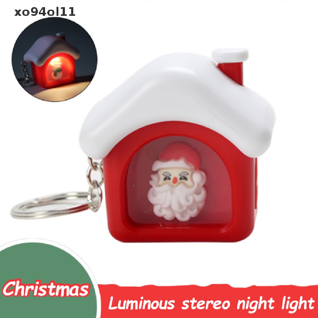 Xo 1PC Hiasan Natal Santa Claus led luminous Gantungan Kunci Liontin OL