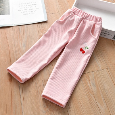 ZASKIYA- CELANA PANJANG / JOGGER CHERRY ANAK RIB PINGGANG KARET MOTIF BORDRIL