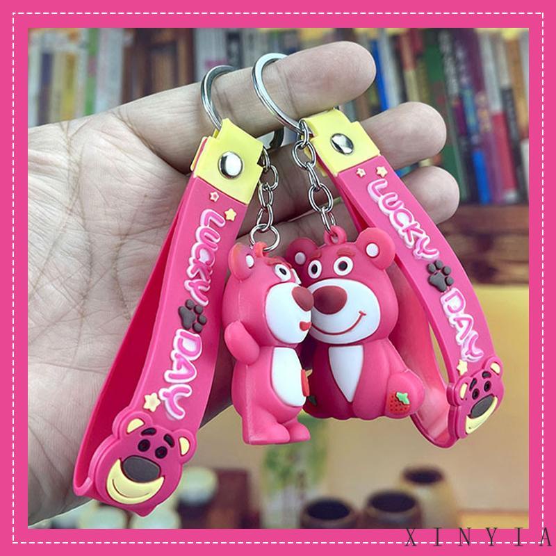 【Bayar di tempat】Boneka Gantungan Kunci Kartun Lucu Strawberry Bear Gantungan Kunci Silikon