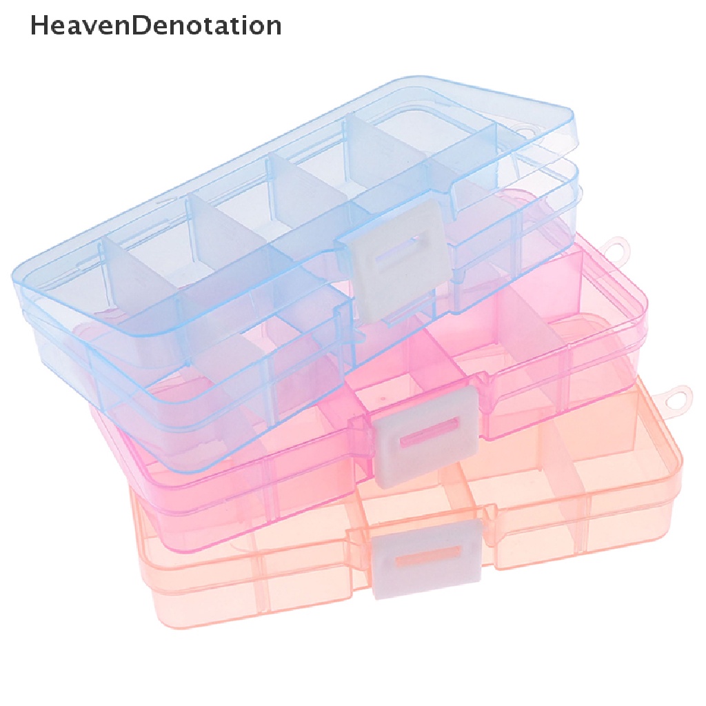 [HeavenDenotation] Adjustable 10sekat Kotak Penyimpanan Plastik Perhiasan Sekrup Organizer Wadah HDV