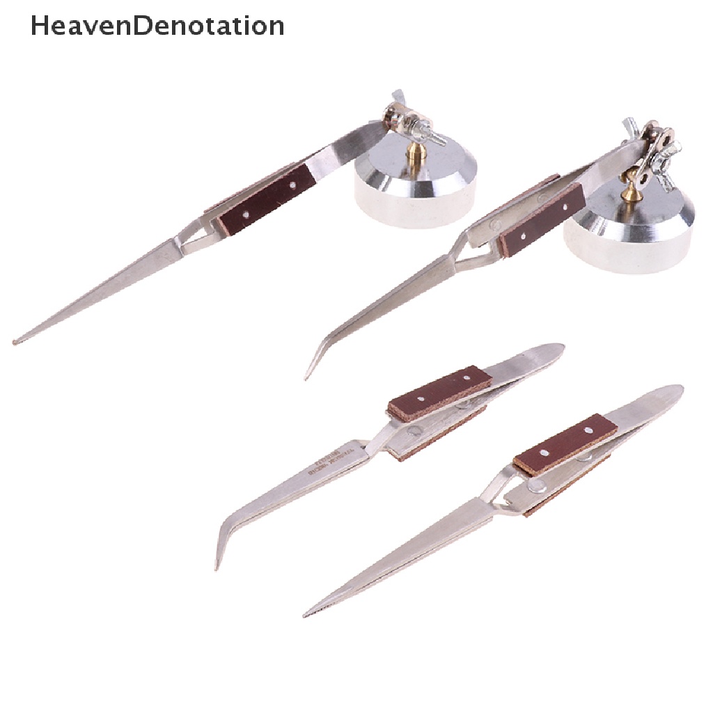 [HeavenDenotation] Perhiasan Solder Pinset Ujung Lurus Melengkung Selflock Welding Tweezer Tool HDV