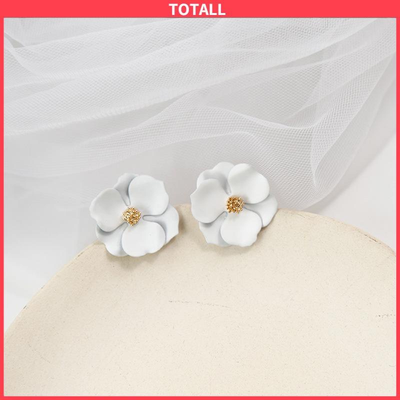 COD Anting Bunga Berwarna-warni Temperamen Feminin Anting Mutiara Lembut Peri-Totall