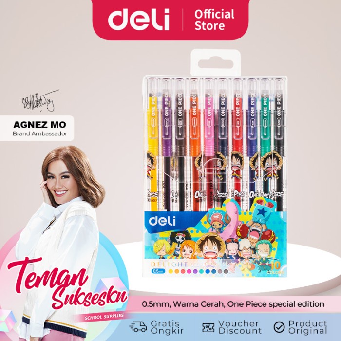 

TERBARU Deli Color Gel Pen / Pulpen Gel Warna 0.5mm 10C One Piece CG121-10C /ALAT TULIS