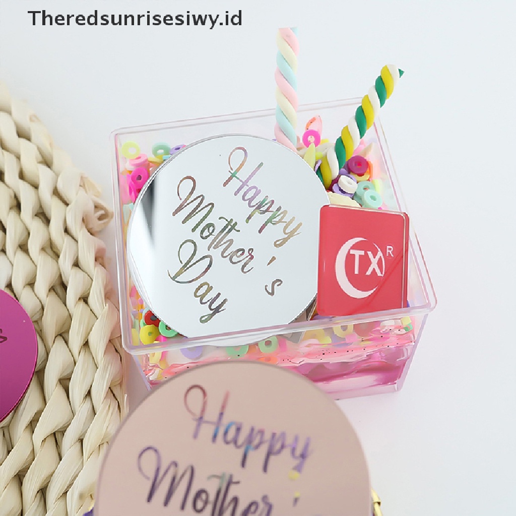 # Kado Mom &amp; PAPA DIY # 10pcs Topper Cupcake Happy Mother's Day Bahan Akrilik Emas Topper Kue Untuk Ulang Tahun~