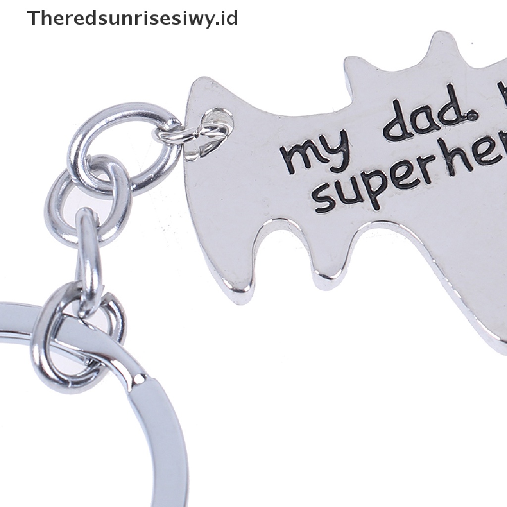 # Kado Mom &amp; PAPA DIY # 1pc &quot;My Dad My Superhero&quot; Gantungan Kunci Bentuk Kelelawar daddy keyrings Hadiah Untuk Hari Ayah~