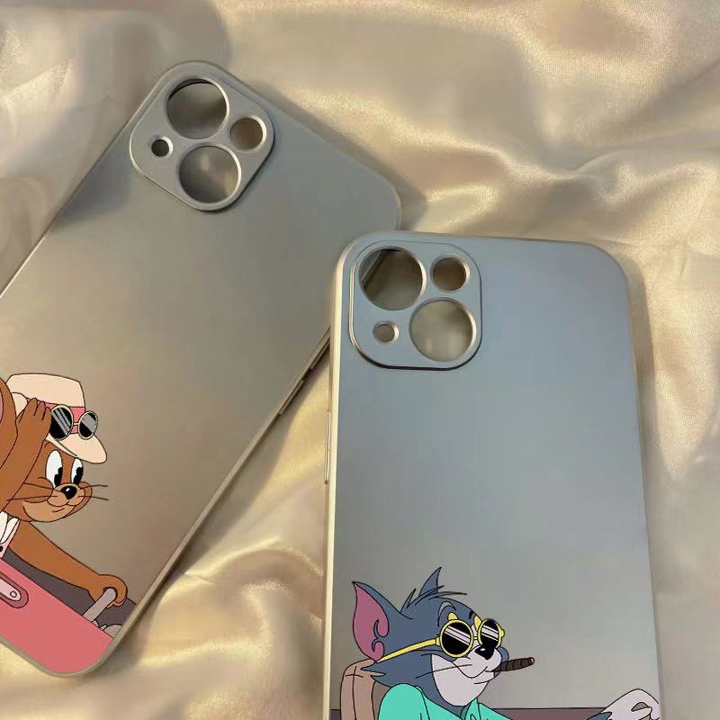 IPHONE Kucing Lucu Mouse Couple Soft Electroplate Case Kompatibel Untuk Iphone11 14 13 12 Pro XS Max XR X8 +7 6S Plus Casing Ponsel Mini TPU Silikon Shockproof Cover