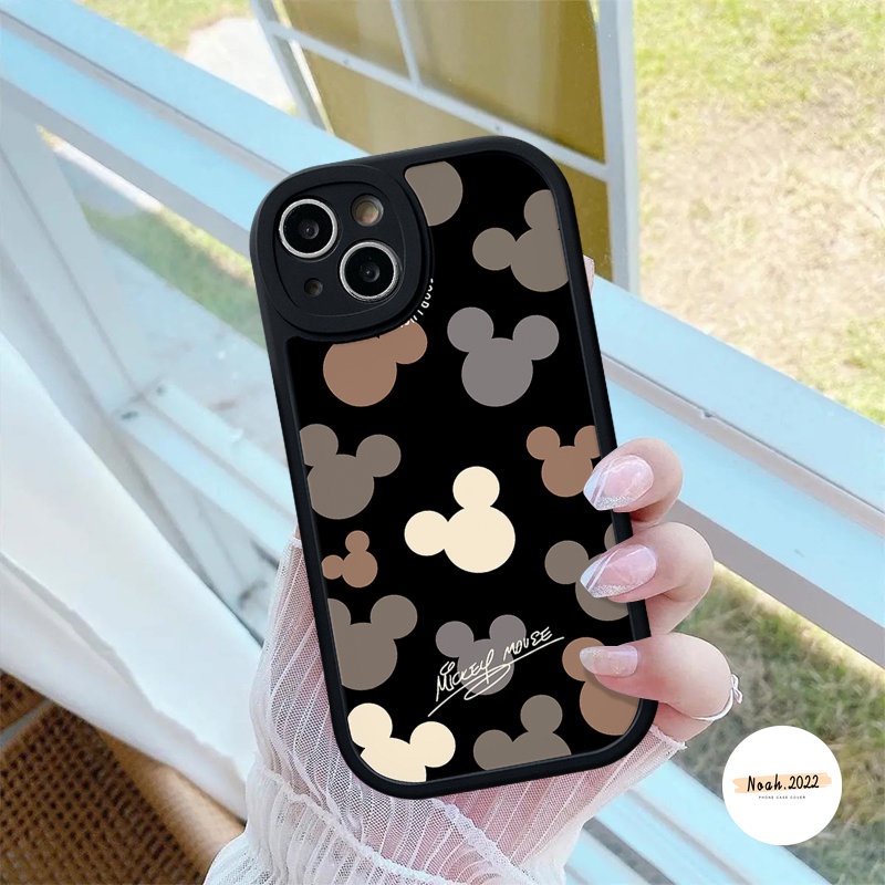 Lensa Bulat Tpu Soft Phone Case Kompatibel Untuk IPhone XR XS X Max 7Plus 6s 7 6 8 Plus 11 14 12 13 Pro Max SE 2020 Lucu Mickey Mouse Kartun Penutup Belakang