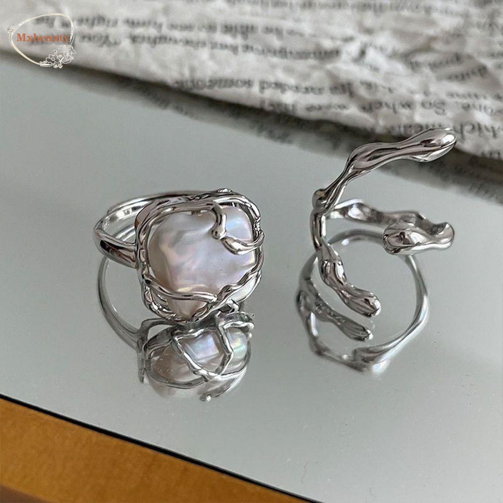 Mxbeauty Cincin Jari Telunjuk Model Terbuka Tidak Teratur Dapat Disesuaikan Gaya Vintage Korea Jepang Untuk Wanita