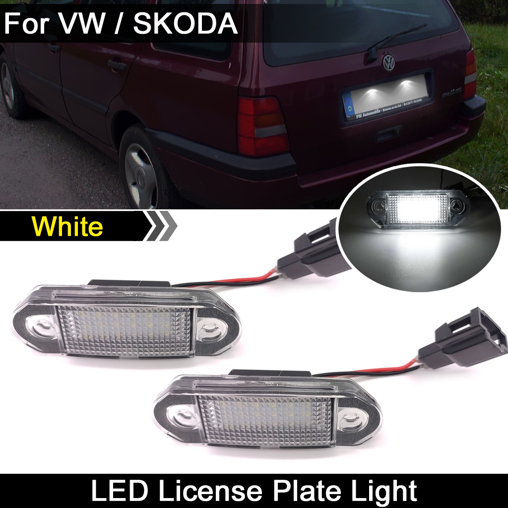 2pcs Lampu Plat Nomor LED Putih Kecerahan Tinggi Lampu Plat Nomor Untuk VW Golf MK3 Vento Jetta GOL Untuk Skoda Octavia