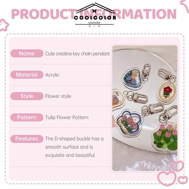 COD❤️Gantungan kunci bunga tulip/gantungan kunci akrilik liontin kreatif yang lucu gantungan kunci lucu mobil aksesoris Gantungan- cl