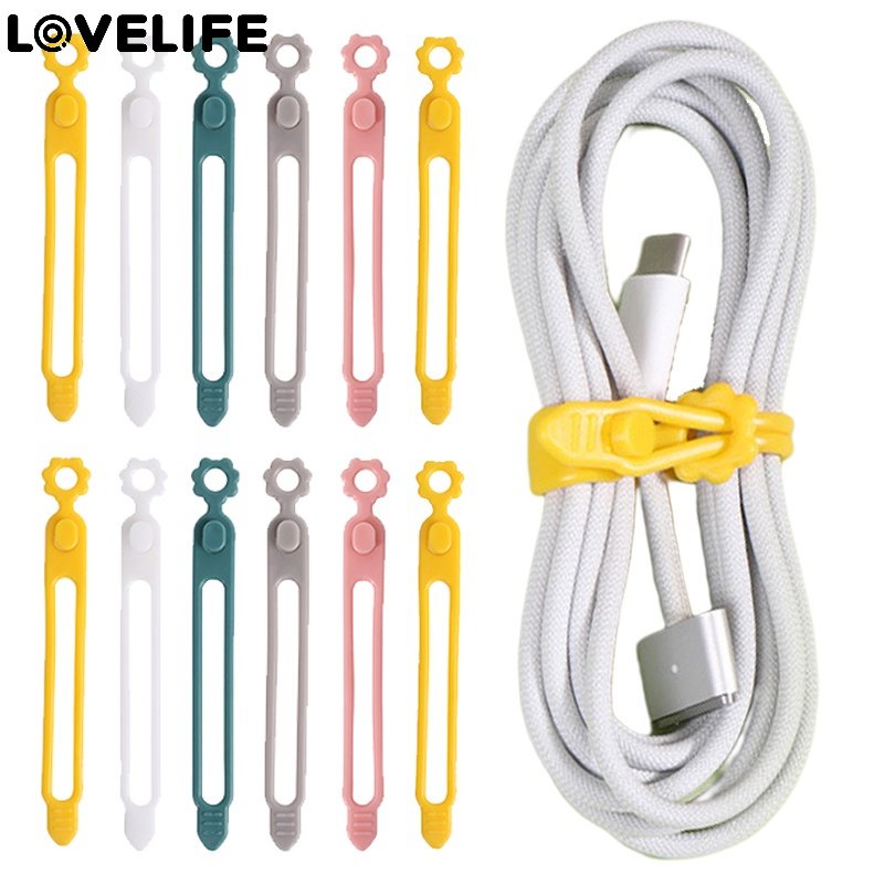 [Unggulan] 1per4/5pcs Pengikat Kabel Data Manajemen Kabel Silikon Garis Headphone Ikatan Kabel Komputer Cord Organizer Cable Winder Multifungsi Penyimpanan Data Anti Hilang