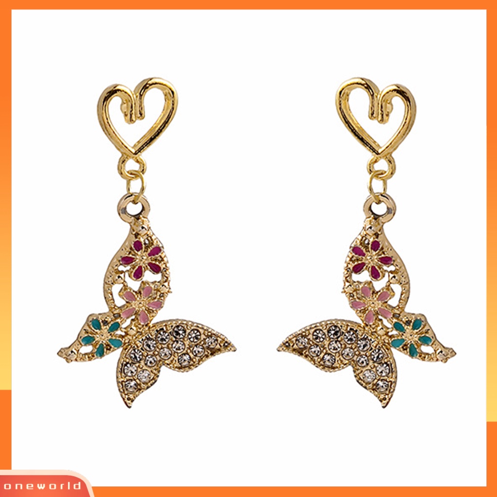 [EONE] 1pasang Anting Stud Desain Pengadilan Kerajaan Yang Indah Berkilau Tinggi Hias Pola Geometris Dress Up Aksesori Perancis Retro Kupu-Kupu Menjuntai Anting Untuk Pacaran