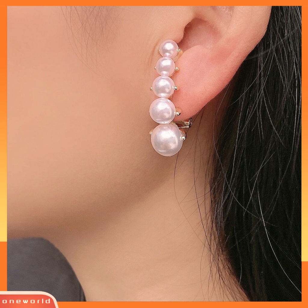 [EONE] 1pasang Anting Stud Dainty Elegan Temperamen Mulia High Gloss Mutiara Imitasi Wanita Earrings Perhiasan Aksesoris