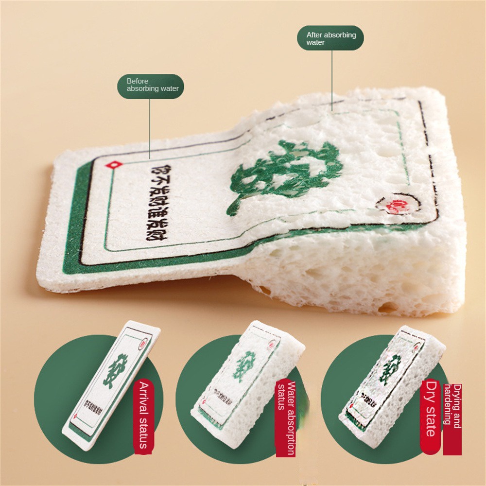Sponge 1 Buah Spons Pembersih Mahjong, Spons Penyeka Kayu Padat, Spons Dapur, Penyerap Tidak Lengket, Spons Minyak, Kekuatan Ajaib, Aksesori Pembersih Dapur