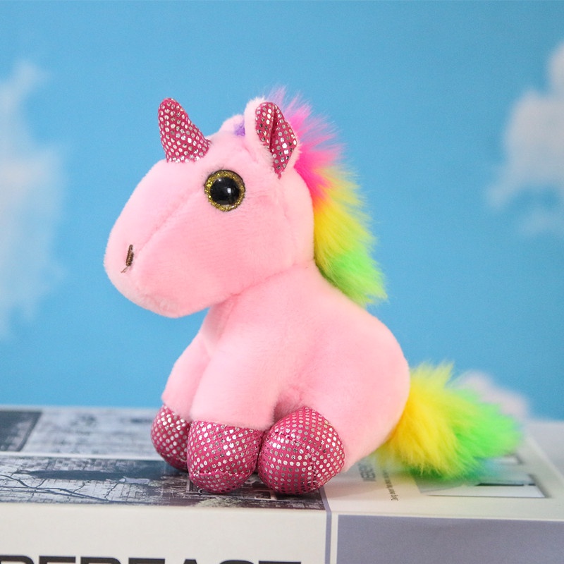 Rainbow Unicorn Plush Doll Liontin Tas Gantungan Kunci Hadiah Pasangan Pernikahan Cakar Sprinkler