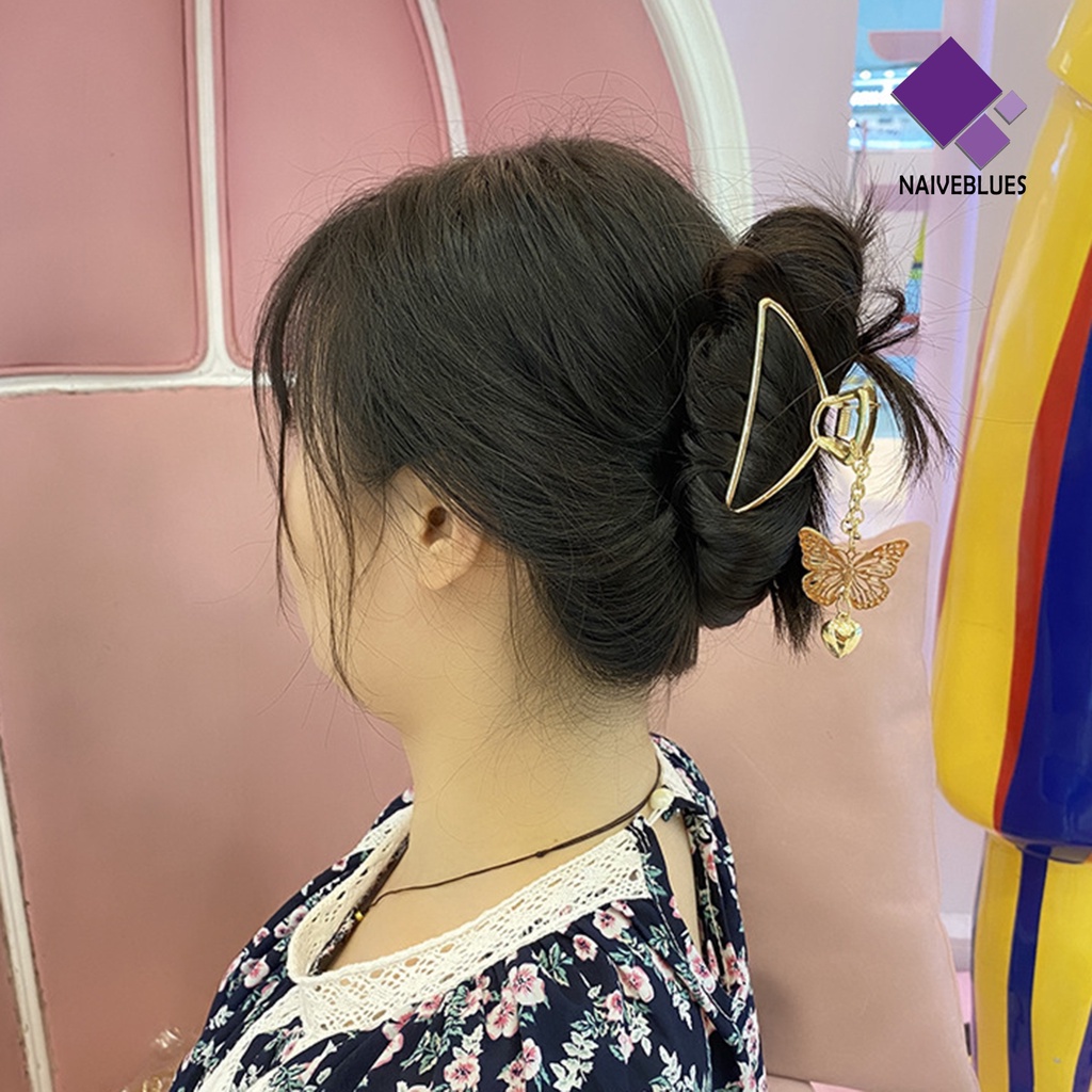 &lt; Naiveblues &gt; Hair Claw Bentuk Persegi Kupu-Kupu Liontin Hati Gaya Korea Klip Rambut Panjang Hiasan Kepala