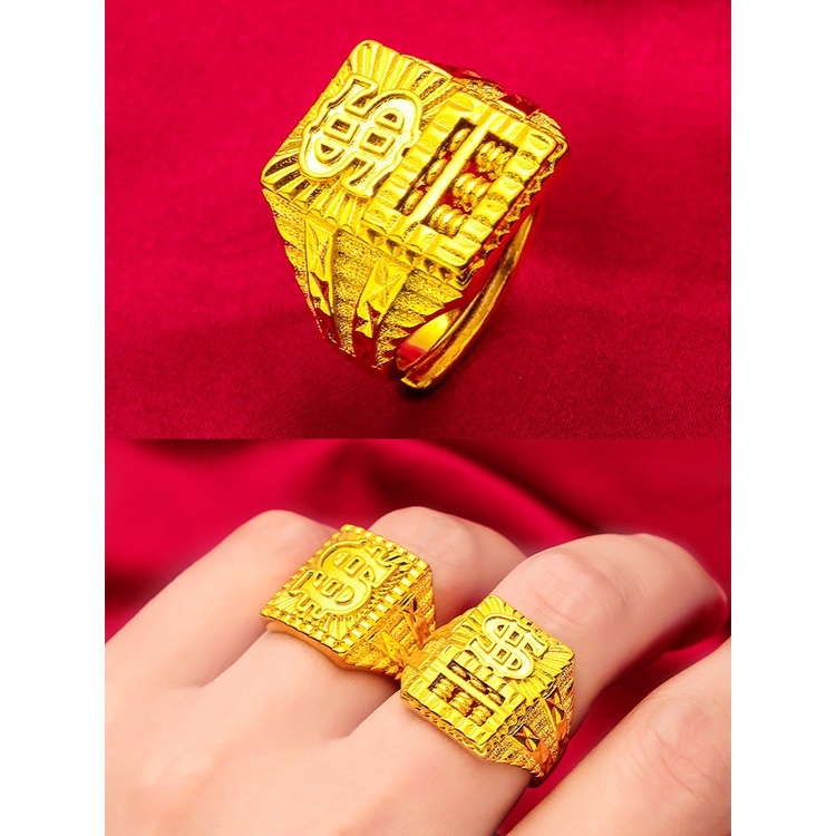 Goldking Perhiasan Fashion 24 K Bangkok Aksesoris Ready Stock Mendominasi Cincin Terbuka Pria Sempoa Cincin