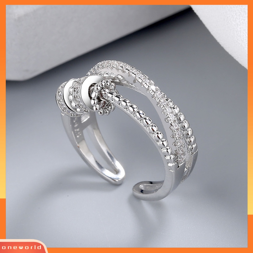 [EONE] Wanita Cincin Spiral Manik Relief Pressure Jewelry Putar Berlian Imitasi Jari Cincin Untuk Pakaian Sehari-Hari