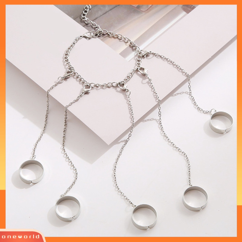 [EONE] Cincin Jari Dapat Disesuaikan Tidak Berbahaya Bebas Alergi Ramah Terhadap Kulit Mudah Dipakai Paduan Hias Pernyataan Stackable Rings Chain Bracelet Pesta Ulang Tahun