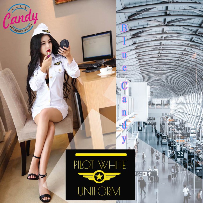 Blue Candy Cosplay Sexy Uniform Seragam Tentara Pilot Pramugari DiVa