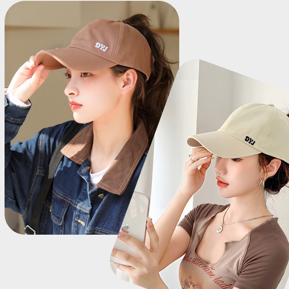 Korea Adjustable Surat Topi Baseball Wanita Musim Panas Tinggi Ponytail Kosong Atas Topi Tabir Surya Luar Ruangan