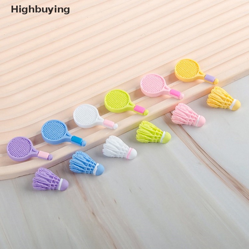 Hbid 10Pcs Simulasi Raket Badminton Mini Flatback Resin Cabochon Scrapbooking Untuk Phone Case Pakaian Dekorasi DIY Aksesoris Glory