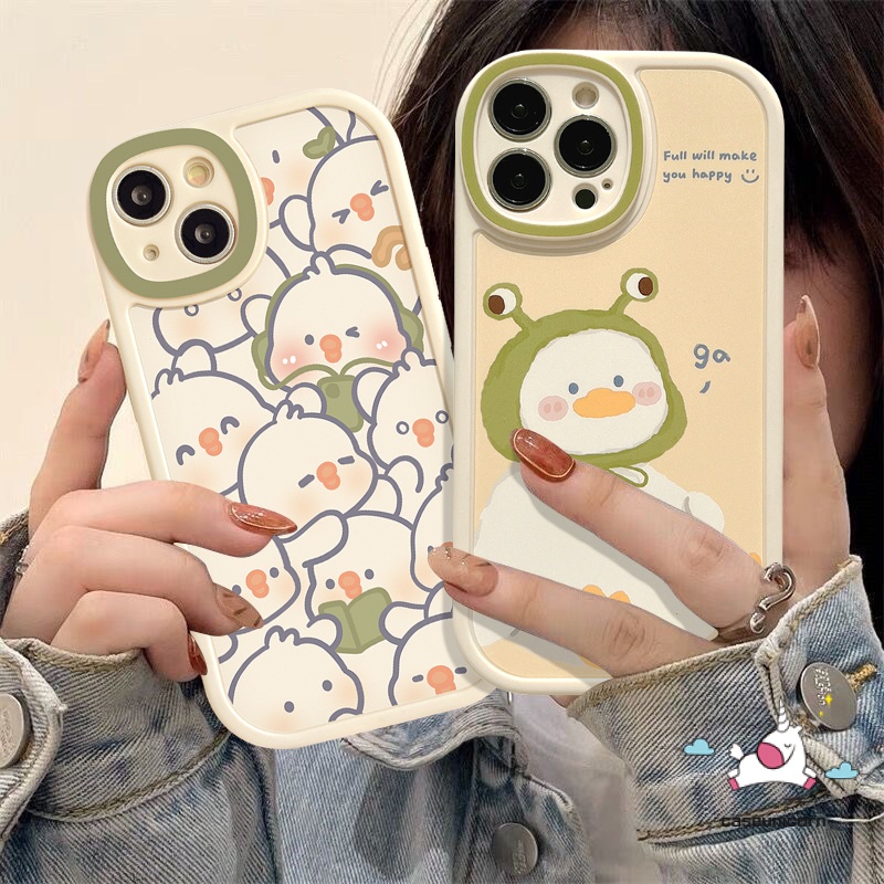 Kartun Lucu Cute Duck Phone Case Infinix Smart 5 6 Note 8 Hot 10 Lite 10T 10s 11 11s Hot 11 10T 10s 11s 10 9 Play Pelindung Kamera Ins Lonely Frog Soft TPU Back Cover