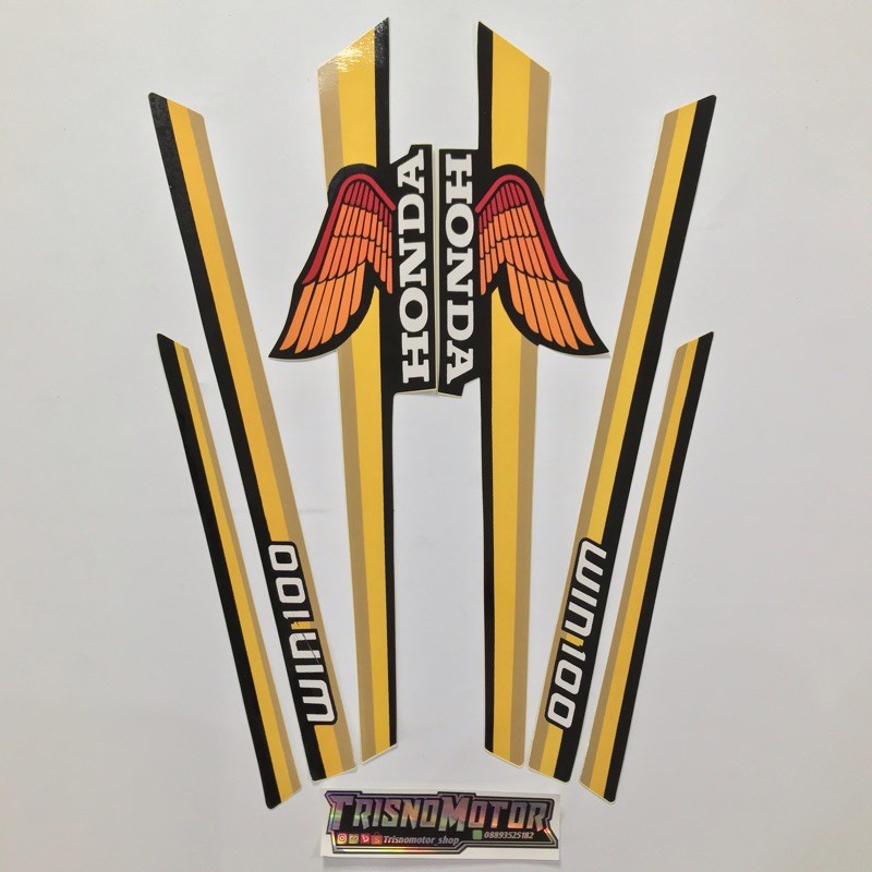 Striping list body Honda WIN 100 Custom warna Kuning list stiker honda win 100 custom