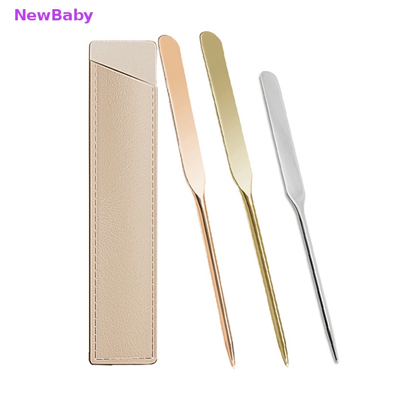 Newbaby Spatula Toner Makeup Kepala Ganda Bahan Stainless Steel Dengan Stik Pencampur Tas PU ID