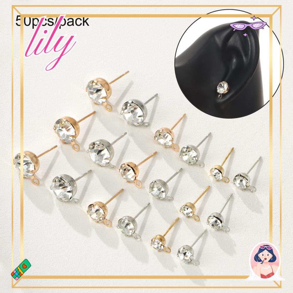 Lily 50pcs 4per6/8mm DIY Temuan Anting Fashion Membuat Temuan Perhiasan Earwire Plug