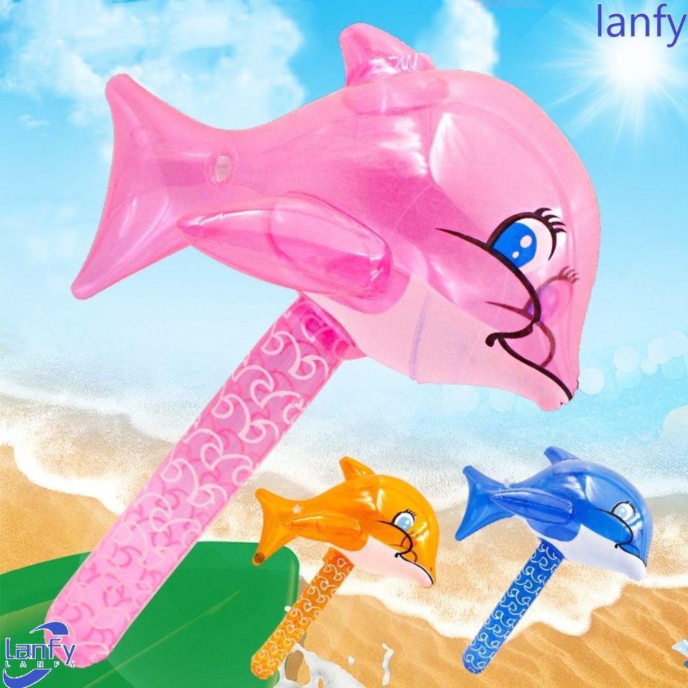 Lanfy Dolphin Inflatable Handheld Stick Outdoor Perlengkapan Kolam Renang Dekorasi Rumah Aktivitas Props Inflatable Sticks Perlengkapan Pesta Party Decoration Dolphin Hammer