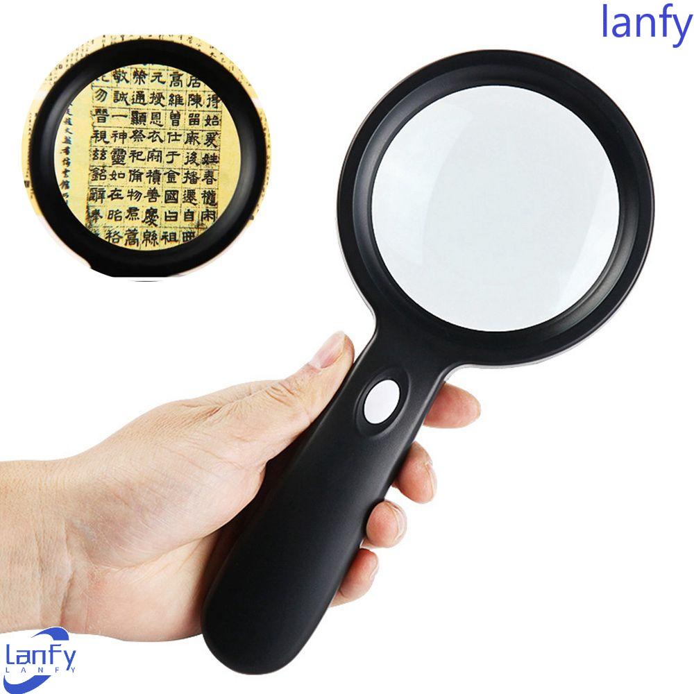 Lanfy Kaca Pembesar Berlampu 10X Penerangan Untuk Membaca Pembesar Perhiasan HD Magnifier