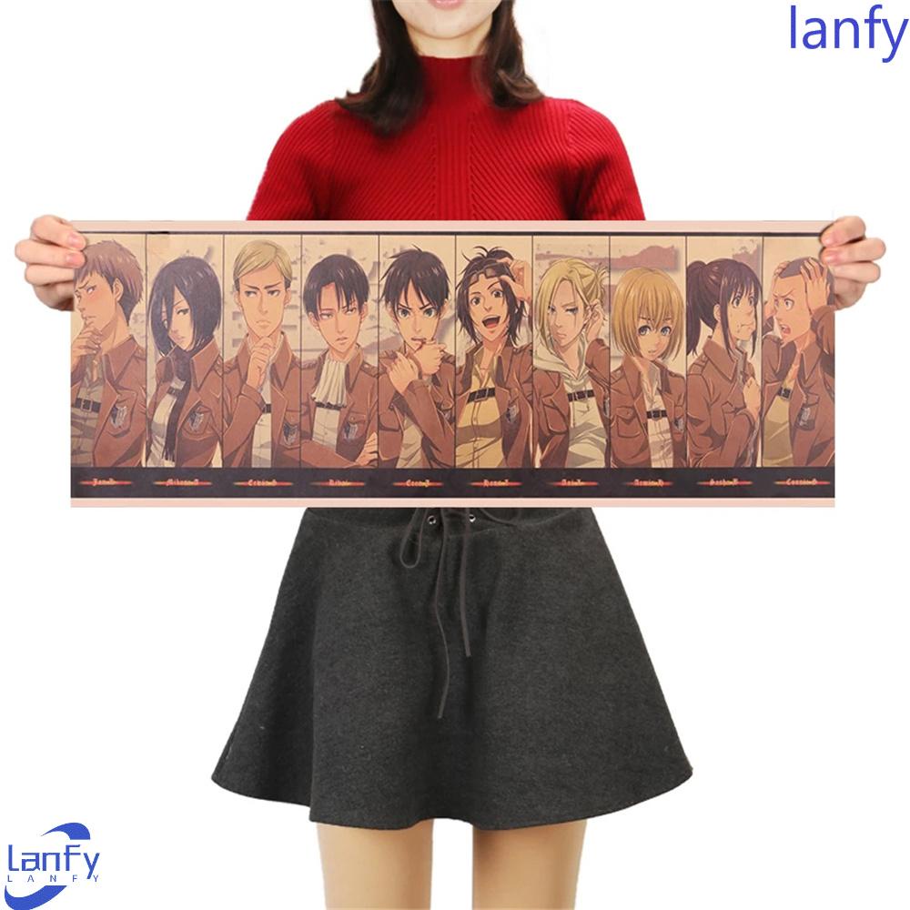 Lanfy Wallpaper Dinding Attack on Titan Koleksi Karakter Vintage Spesial Dekorasi Rumah Karakter Anime Poster Flip Chart