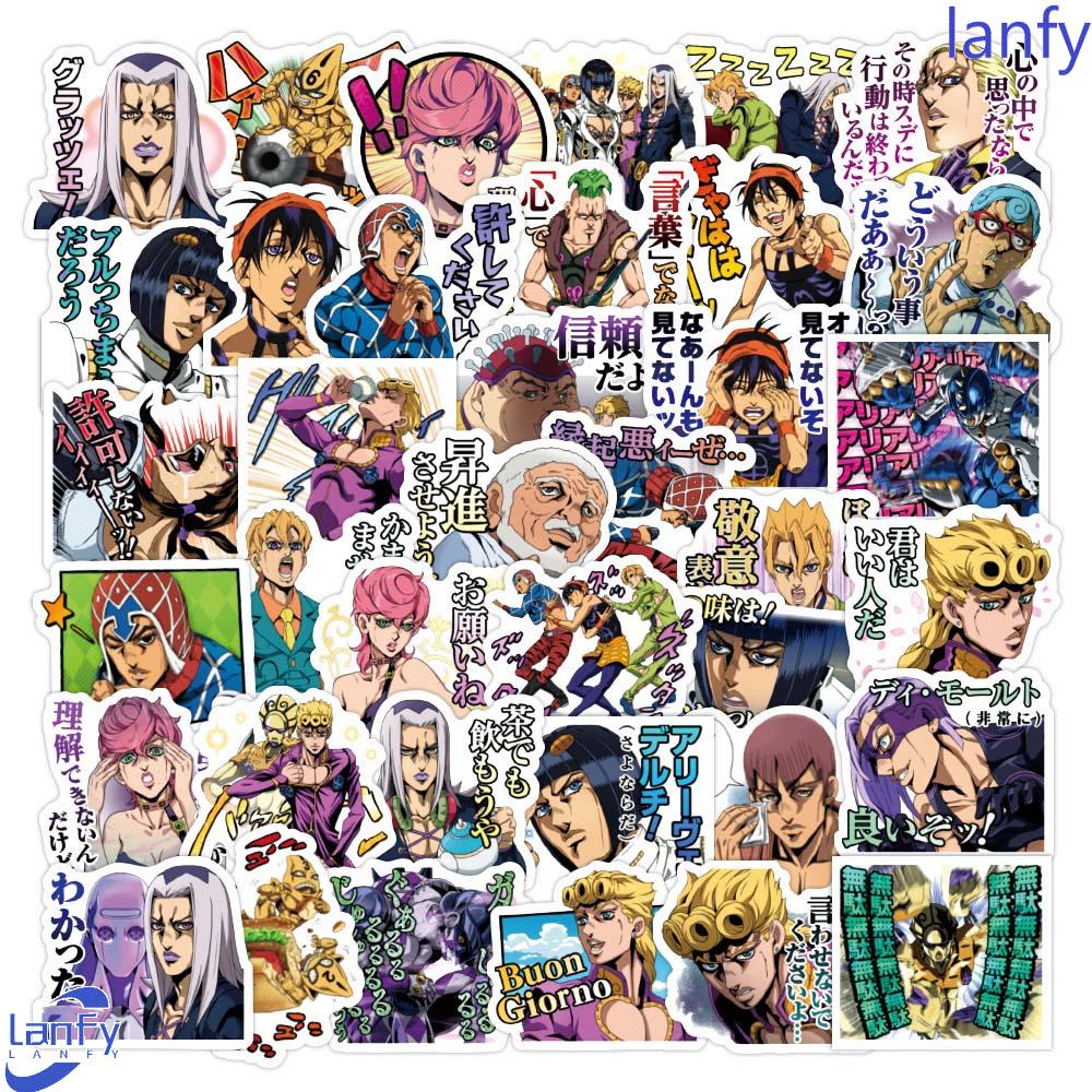 Lanfy JoJo Bizarre Adventure Kartun PVC 40pcs Scrapbooking Gitar Koper Alat Tulis Stiker Untuk Koper Laptop JoJo Fans Koleksi Hadiah Anime Stiker