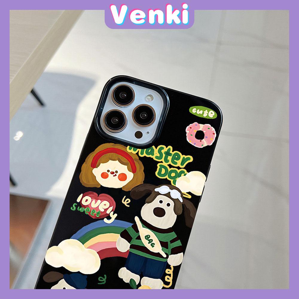 Venki - iPhone14 Case Soft Shell TPU Big Hole Candy Case Cute Puppy Cartoon Black Phone Case Protection Shockproof Compatible with iPhone 13 Pro max 12 Pro Max 11 xr xs max 7 8