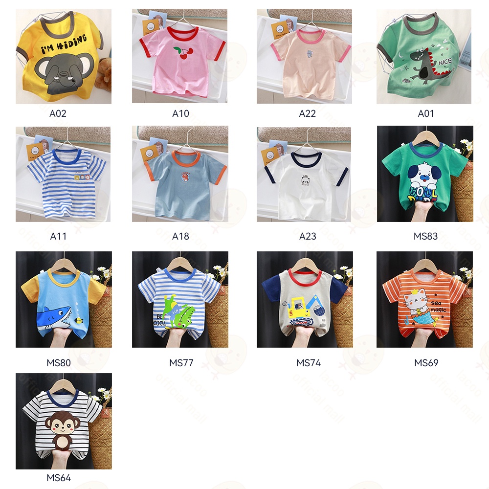 Lacoo Kaos anak laki laki perempuan Baju atasan anak lengan pendek karakter