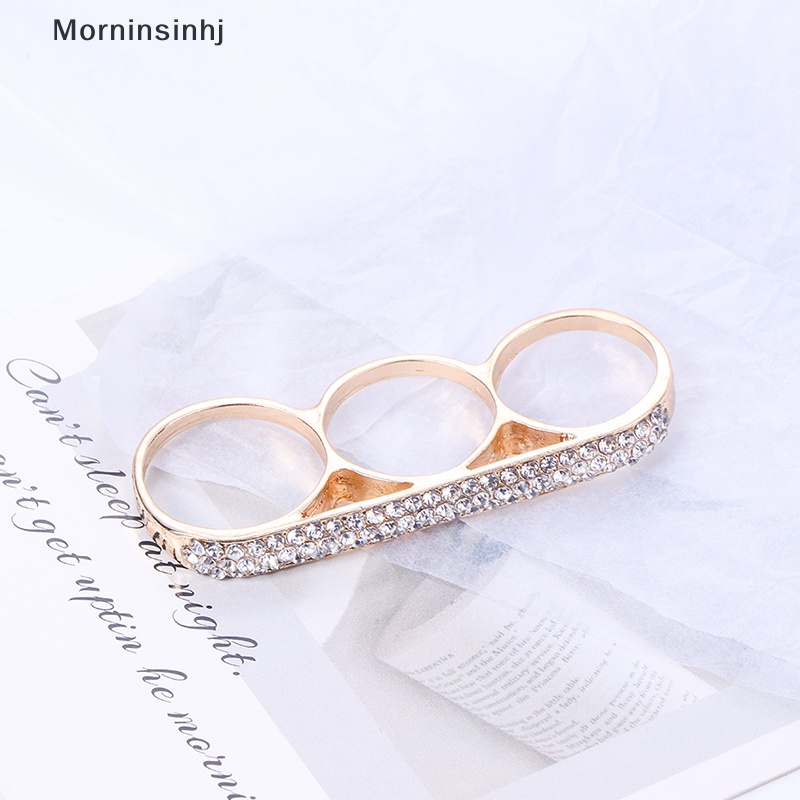 Mornin Fashion Tiga Jari Knuckle Duster Ring Minimalis Stainless Steel Bar Ring Perhiasan Hadiah id