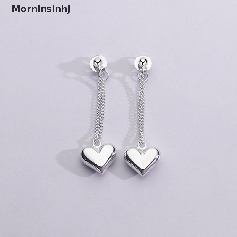 Mornin Mencegah Alergi Anting Warna Silver Untuk Wanita INS Fashion Vintage Halus Desain LOVE Hati Rumbai Perhiasan Pesta id