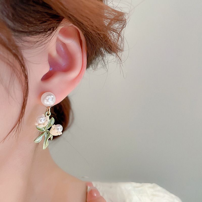 Anting Temperamen Bunga Mutiara Gaya Baru Jepang Korea Anting Fashion Unik Sederhana