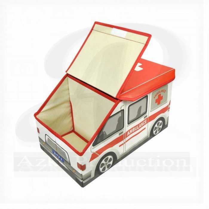 Krishome Kotak Penyimpanan Ottoman Kids Vehicle - Merah-10252797