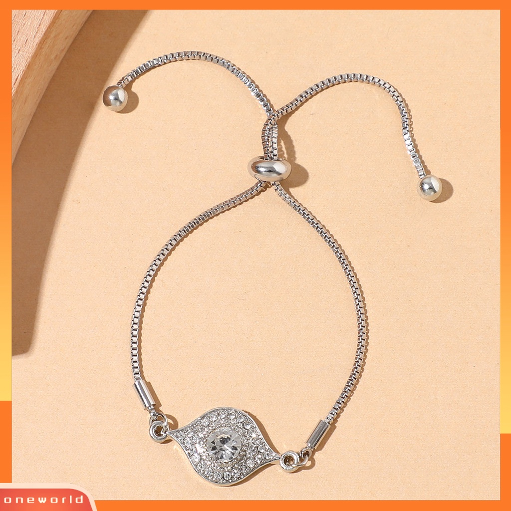 [EONE] Adjustable Halus Unisex Gelang Alloy Berlian Imitasi Bentuk Mata Liontin Rantai Gelang Perhiasan Aksesoris