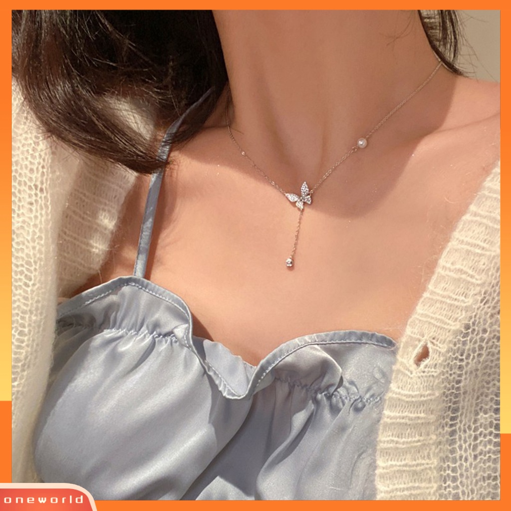 [EONE] Wanita Kalung Kupu-Kupu Rumbai Perhiasan Bersinar Gaya Korea Choker Necklace Untuk Perjamuan Pernikahan Prom