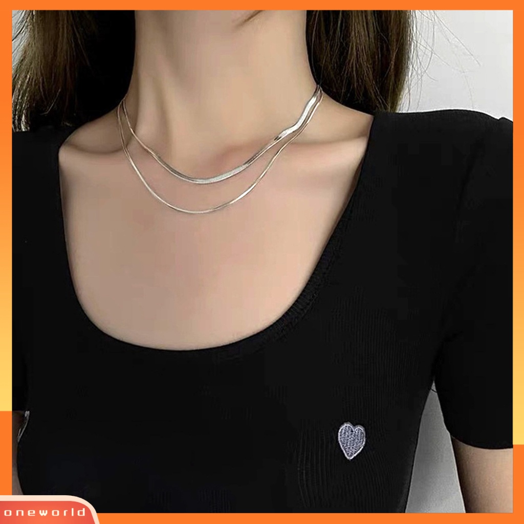 [EONE] Wanita Kalung Double Layer Multilayer Hias Perhiasan Hip Hop Rantai Ular Choker Necklace Untuk Pesta