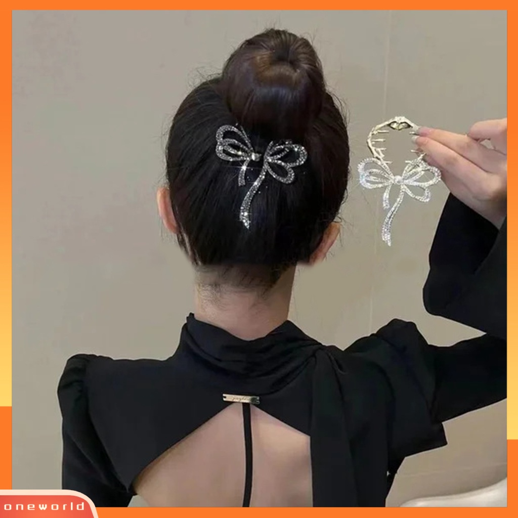 [EONE] Ponytail Klip Rambut Temperamen Elegan Anti-slip Stabil Grip Alloy Hairstyle Dekorasi Aksesoris Rambut Berlian Imitasi Mengkilap Ikatan Simpul Wanita Hair Bun Claw Clip Untuk Harian