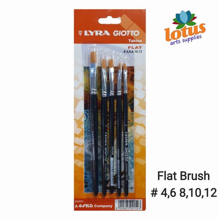 

LYRA GIOTTO Flat Brush Set Kuas Lukis Taklon #4,6,8,10,12