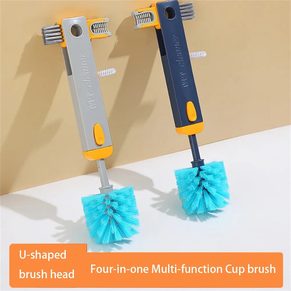 Four-in-one Cleaning Telescopic Rod Thermos Cup Lid Brush/Sikat Celah Kreatif Gagang Panjang Aksesoris Dapur