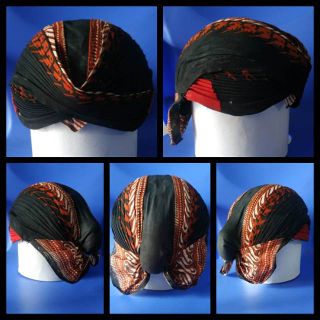 Lurik Blangkon Jogja jebeh lipat motif Lereng Coklat /Adat Jawa Tengah /Setelan Baju Surjan Lurik De