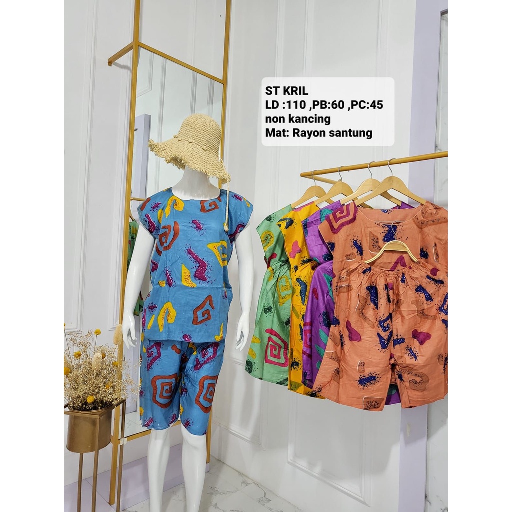 Terlaris BAJU DEWASA ONE SET PENDEK WANITA ST KRILL BAHAN RAYON SANTUNG